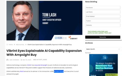 (GovConWire) Vibrint Eyes Explainable AI Capability Expansion With Ampsight Buy